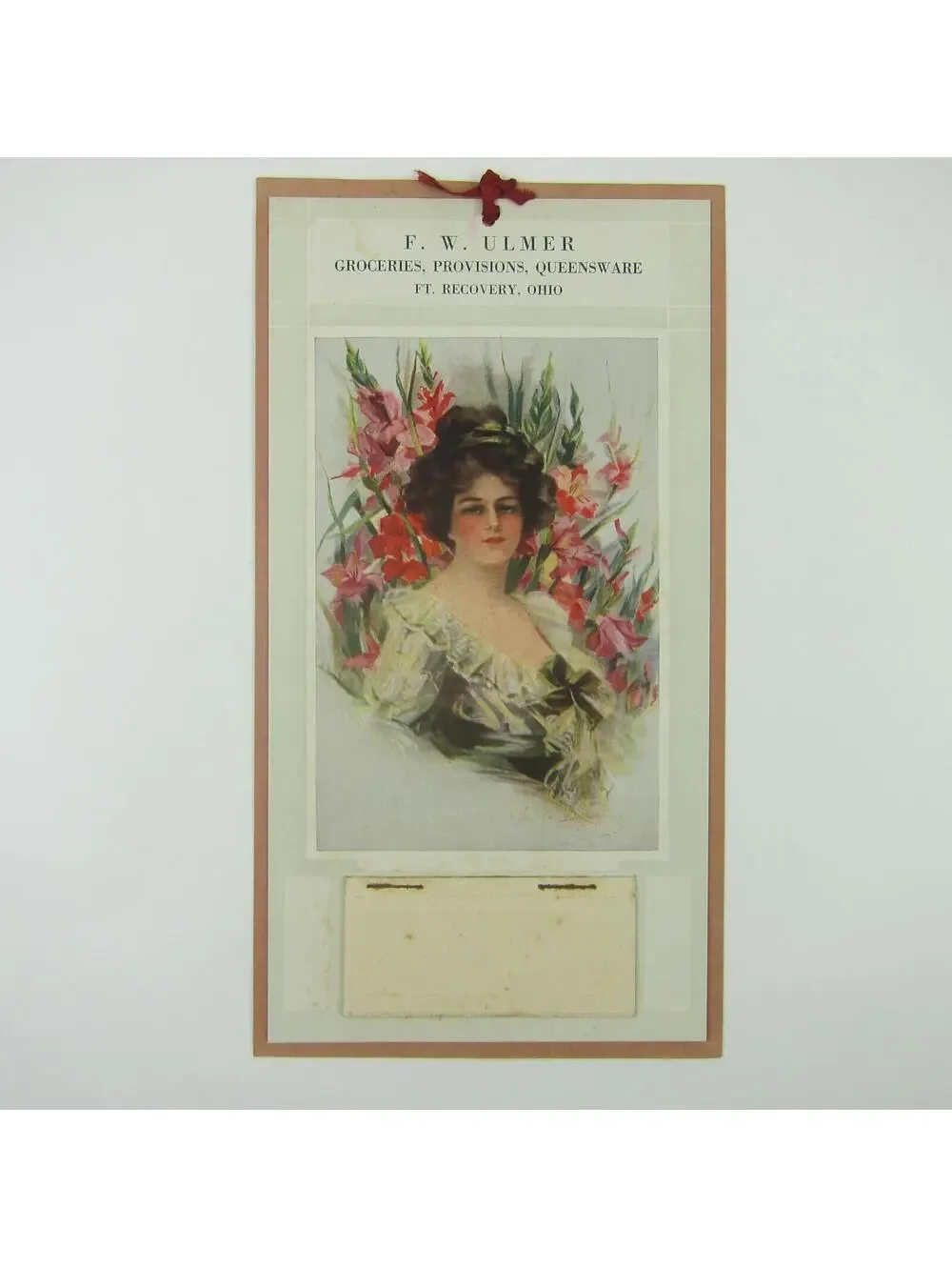 1918 Advertising Calendar Victorian Woman FW Ulmer Groceries Ft. Recovery Ohio